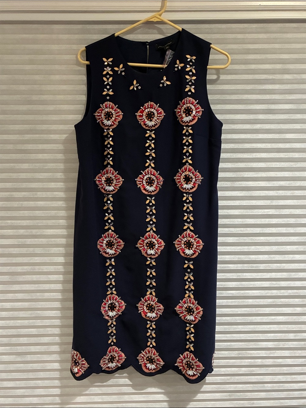 Banana Republic Navy Beaded Floral Shift Dress